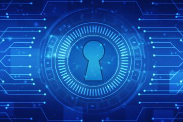 Lock Key Hole on digital screen,cyber security concept background. Data protection Cyber Security Privacy Business Internet Technology Concept