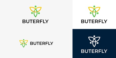 modern beauty buterfly logo premium vector