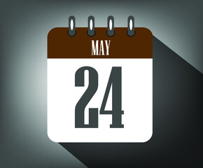 Icon day 24 may, template calendar brown date for events and holidays with dark background