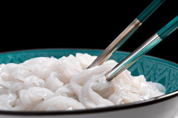 Fototapeta na wymiar Vegan food. white rice noodles.