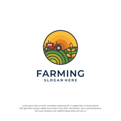 vintage farming logo colorfull premium vector