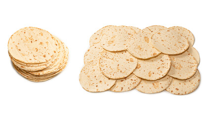 Grilled pitta bread isolated on white background.