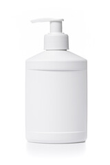 White plastic bottle of liquid gel isolated