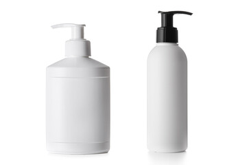 Two dispenser cosmetic bottles of soap