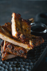 Fried pork ribs with sauce