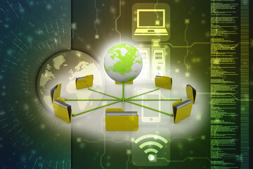 3d illustration of Data sharing concept