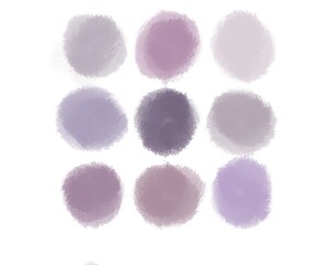 Set of hand painted purple watercolor brush textures for your design. Soft brush strokes isolated on white background.