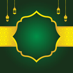 green islamic background design, islamic element with copy space template vector