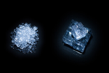 Ice crystal cubes, space for text or design.