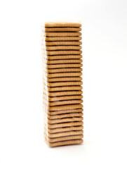 Wheat biscuits on white background.