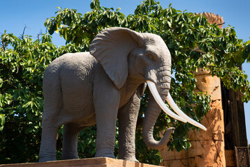 African elephant sculpture in the valley of the waves, Sun city. 