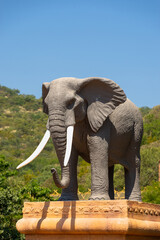 African elephant sculpture in the valley of the waves, Sun city. South Africa.