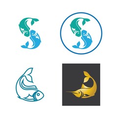 fish logo template design icon illustration vector