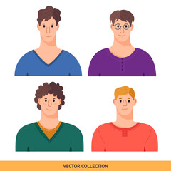 Portraits of various men, different men - vector set. Vector illustration in flat style, profile picture, avatar