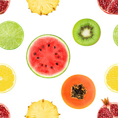 fresh Fruits isolated on white background, SEAMLESS, PATTERN