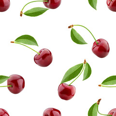 Cherry isolated on white background, SEAMLESS, PATTERN