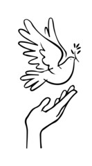dove of peace symbol with hand vector illustration
