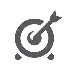 Target and arrow black vector icon. Business goal and strategy filled symbol.