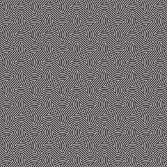 Ethnic Oriental Linear Seamless Pattern Vector Vintage Grey Abstract Background. Weaving Thin Curved Lines Elegant Endless Wallpaper. Decorative Ornament Repetitive Pattern. Subtle Geometric Texture