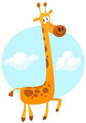 Naklejka premium Funny giraffe cartoon design. Vector illustration isolated on white