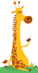 Funny giraffe cartoon design. Vector illustration isolated on white