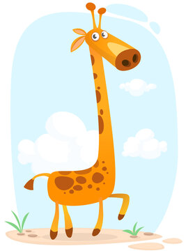 Funny giraffe cartoon design. Vector illustration isolated on white