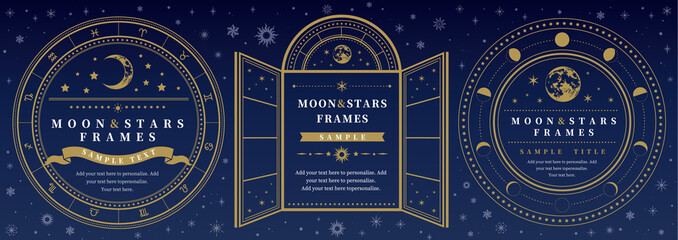 月や星・天体のフレームセット © clasikka