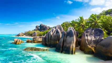 Washable wall murals Anse Source D'Agent, La Digue Island, Seychelles Paradise beach on the island of La Digue in the Seychelles. Anse Source D'Argent