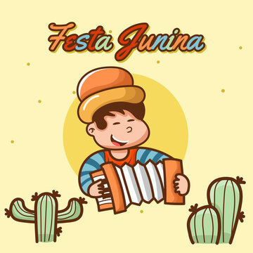 festa junina cartoon with with people playing music