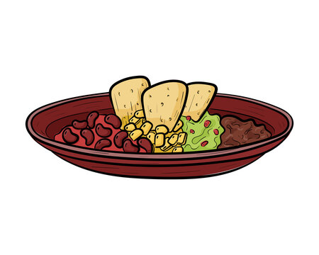 cartoon bowl of nachos with various ingredients clip art preview