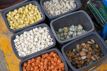Filtration materials used for filtration and purification of water quality in fish farming ponds