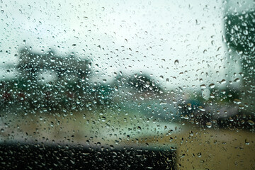 Water droplets on a glass.