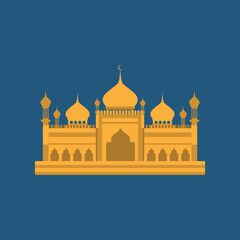 Islamic mosque flat design as a symbol in the month of Ramadan