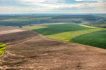 Great aerial view of Bakota National Natural Park, Podilski Tovtry, Ukraine. Beautiful view from a flying drone.