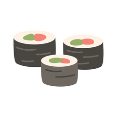 Vector set of cartoon asian sushi food.