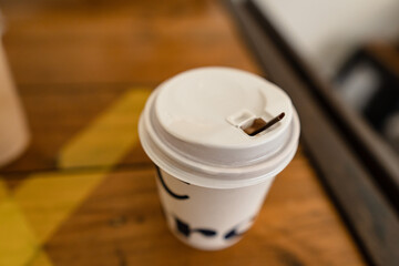 Plastic Coffee Cup with Straw