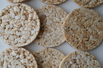 rice cakes on a wooden background