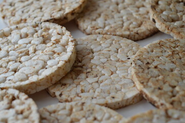 rice cakes on a wooden background