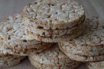 rice cakes on a wooden background