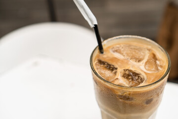 a glass of iced coffee