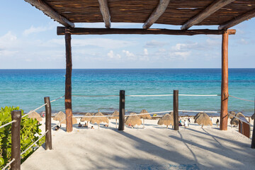 Fototapeta na wymiar Playa Delfines in Cancun, Quintana Roo, Mexico, sunny day