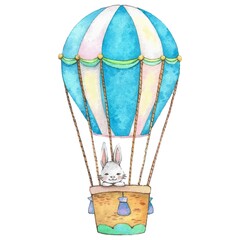 Cute happy Easter watercolor in balloon. Vector illustration.