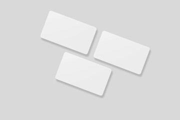 Floating blank business card for mockup. 3D Render.