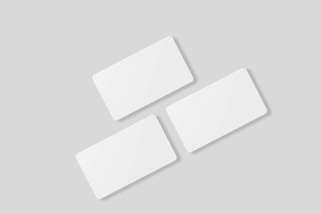 Floating blank business card for mockup. 3D Render.
