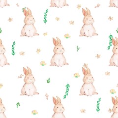 Happy Easter seamless pattern background. Vector illustration.