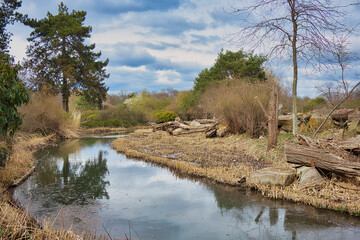 Zooschaufenster im Rosental mit Wassergraben, Leipzig, Sachsen