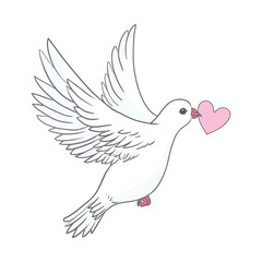 Dove with an olive branch, a symbol of peace. Symmetric composition with two white pigeons and in stamp style. Vintage vector illustration for banners and cards.