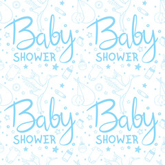 Obraz premium Seamless background, texture, backdrop, pattern, wallpaper with children cartoon doodle toys.
