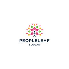 People leaf logo design vector icon template