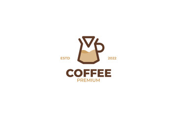 Flat coffee paper filter dripper logo design